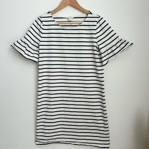 J.Crew Factory Striped Flutter Sleeve Dress - Small